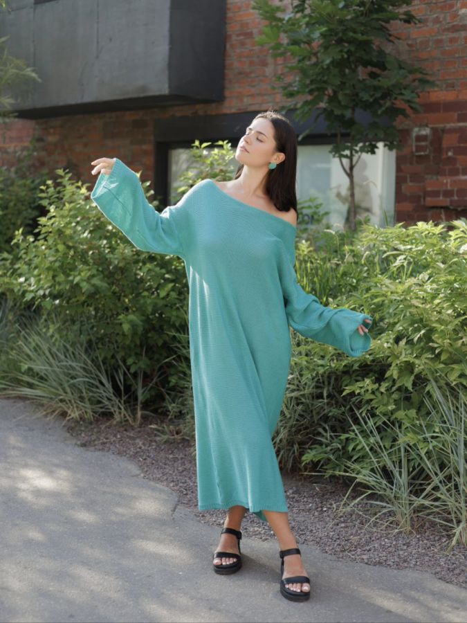 Платье Ondata вязаное бирюзовое