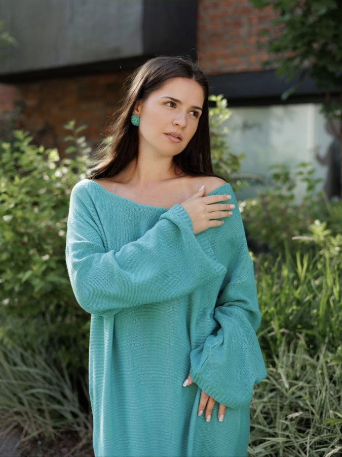 Платье Ondata вязаное бирюзовое