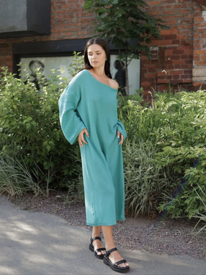 Платье Ondata вязаное бирюзовое