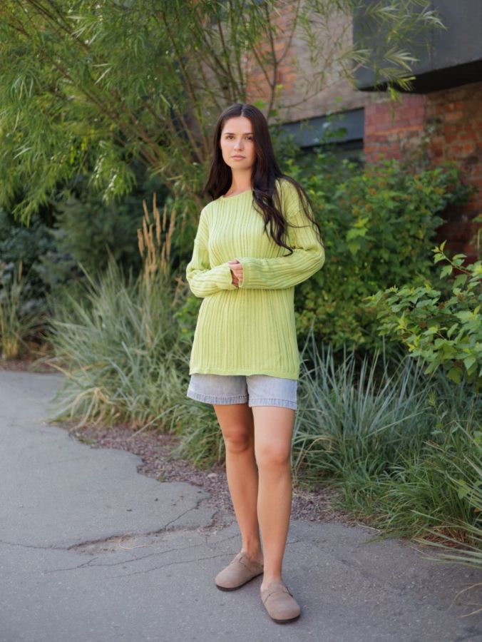 Свитер вязаный лайм