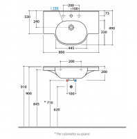 Раковина Globo Mode ME080 80 х 49 схема 2 Раковина Globo Mode ME080 80 х 49 схема 2