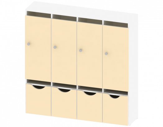 Шкафчик детский для одежды 4 секции с ящиком ШК-АД-35-4