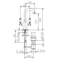 Смеситель для раковины Bossini Liberty Z001301 с поворотным изливом схема 2