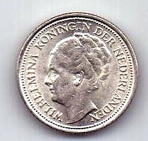 10 центов 1934 Нидерланды UNC  Редкий год