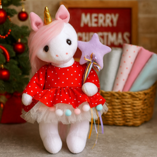 Набор для пошива текстильной игрушки - Единорожка в красном платье // символ 2026