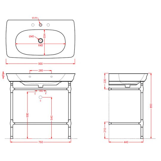 Металлическая консоль с полкой-решеткой Artceram Civitas CIA008 70x50 схема 2