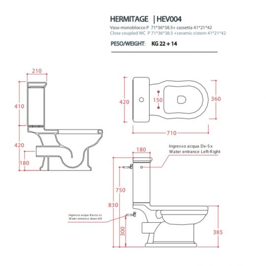 Artceram бачок Hermitage HEC001 схема 2