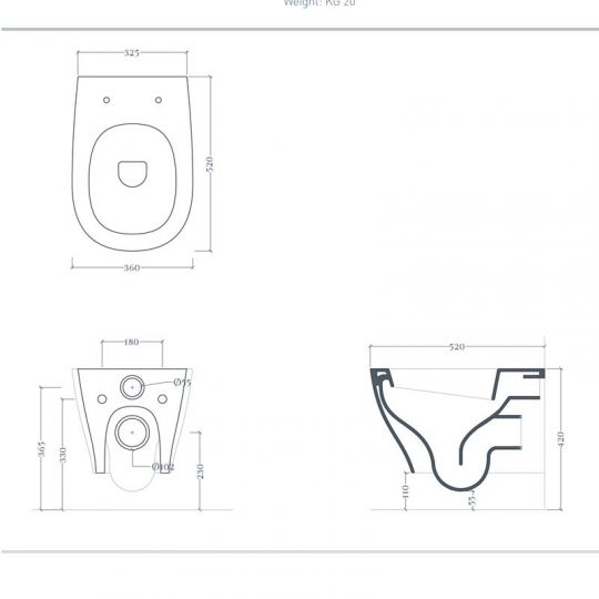 Инсталляция Artceram с унитазом Ten 700.101.01 цвет белый схема 3