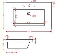 Раковина Artceram Gap GPL003 86х51 схема 2 Раковина Artceram Gap GPL003 86х51 схема 2