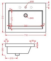 Раковина Artceram Gap GPL002 71х51 схема 2 Раковина Artceram Gap GPL002 71х51 схема 2
