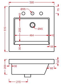 Раковина Artceram Gap GPL006 59х51 схема 2
