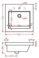 Раковина Artceram Gap GPL005 51х51 схема 2