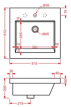 Раковина Artceram Gap GPL005 51х51 схема 2