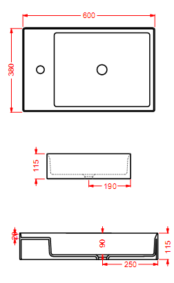 Раковина Artceram Scalino SCL003 60х38 схема 2