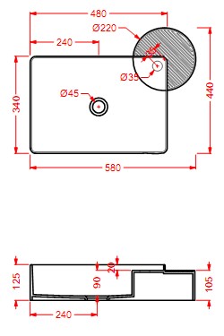 Накладная раковина Artceram Cartesio CAL002 58х44 схема 2