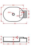 Накладная раковина Artceram Cartesio CAL001 58х36 схема 2