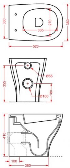 Маленький приставной унитаз Artceram Ten артикул: TEV002 схема 2