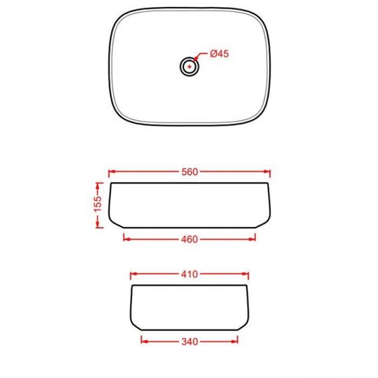 Раковина Artceram Cognac Quadro 56 COL009 56х41 схема 2