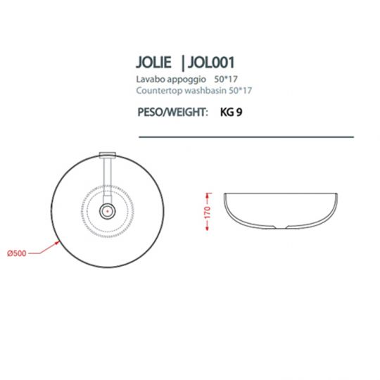Накладная раковина Artceram Jolie JOL001 схема 3
