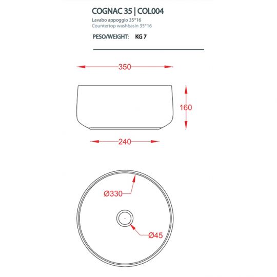 Раковина Artceram Cognac COL004 35х35 схема 2