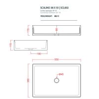 Раковина Artceram Scalino SCL002 55х38 схема 2 Раковина Artceram Scalino SCL002 55х38 схема 2
