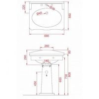 Пьедестал Artceram Hermitage 680 мм для раковины HEC002 цвет белый схема 2