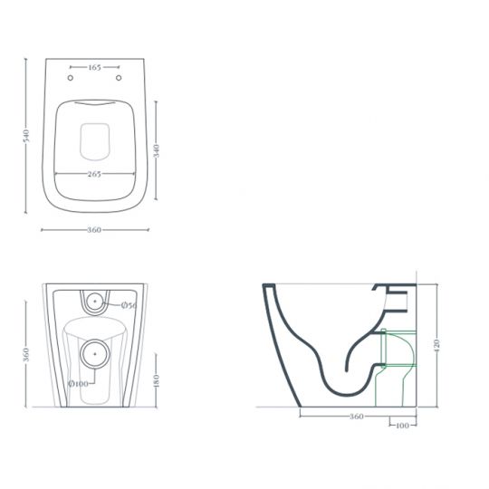 Унитаз напольный Artceram A16 360х520 мм ASV007 схема 2 Унитаз напольный Artceram A16 360х520 мм ASV007 схема 2