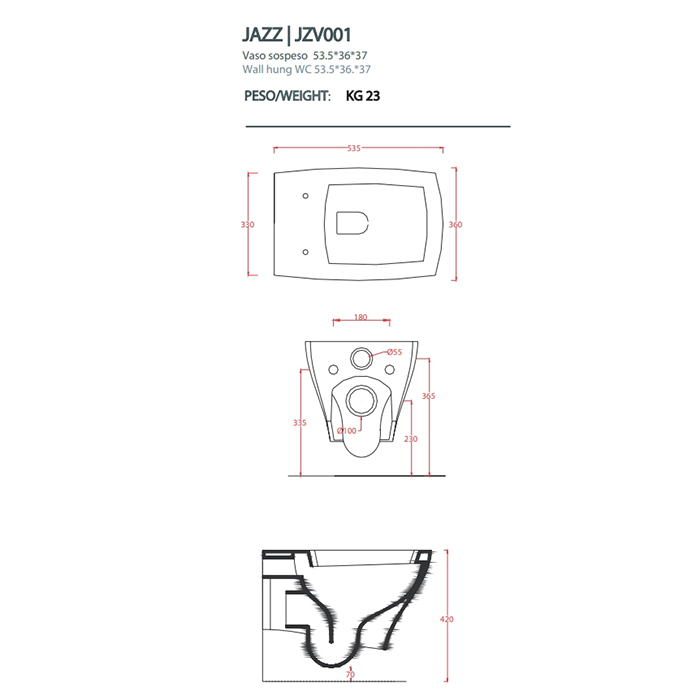 Подвесной унитаз Artceram Jazz JZV001 ФОТО
