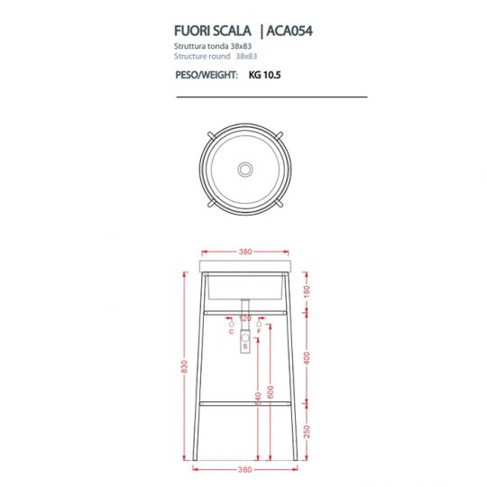 Керамическая раковина Artceram Fuori Scala  накладная/встраиваемая TFL032 01 40х40 схема 7