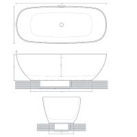 Отдельностоящая ванна ArtCeram HOOP ACW002 схема 2