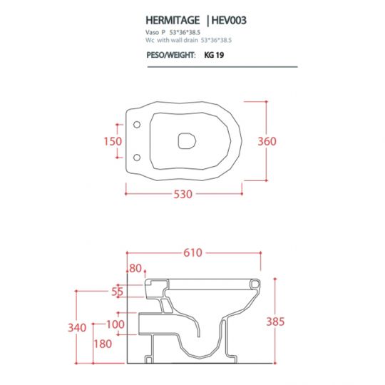 Унитаз Artceram Hermitage HEV003 схема 2 Унитаз Artceram Hermitage HEV003 схема 2