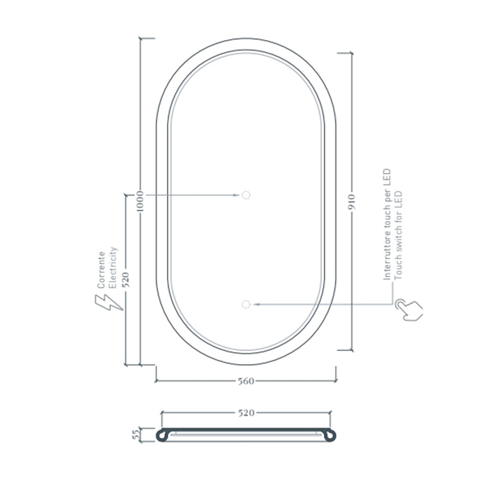 Зеркало Artceram Milano 550х1000 мм со светодиодной подсветкой ACS019 ФОТО