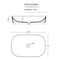 Раковина Artceram Ghost GHL002 65х42 схема 2 Раковина Artceram Ghost GHL002 65х42 схема 2