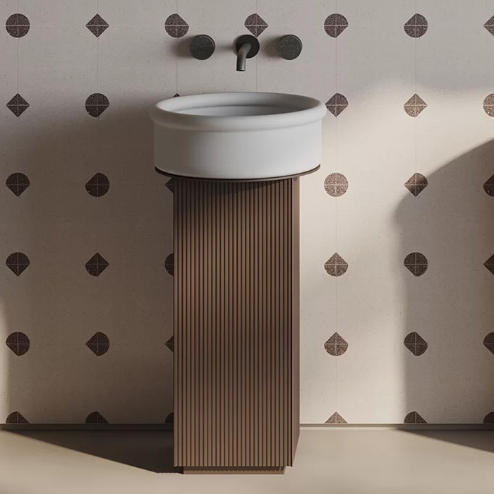 Изображение Тумба для раковины Artceram Mono 39х39х72 см столешница с резьбой хромированный слив в комплекте ACM041