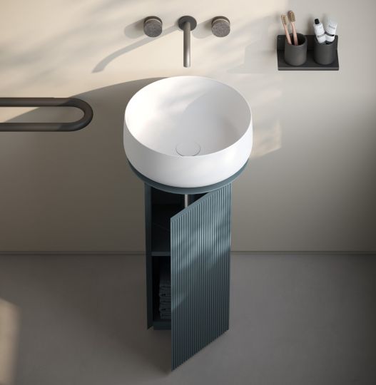 Тумба для раковины Artceram Mono 39х39х72 см столешница с резьбой хромированный слив в комплекте ACM041 схема 3