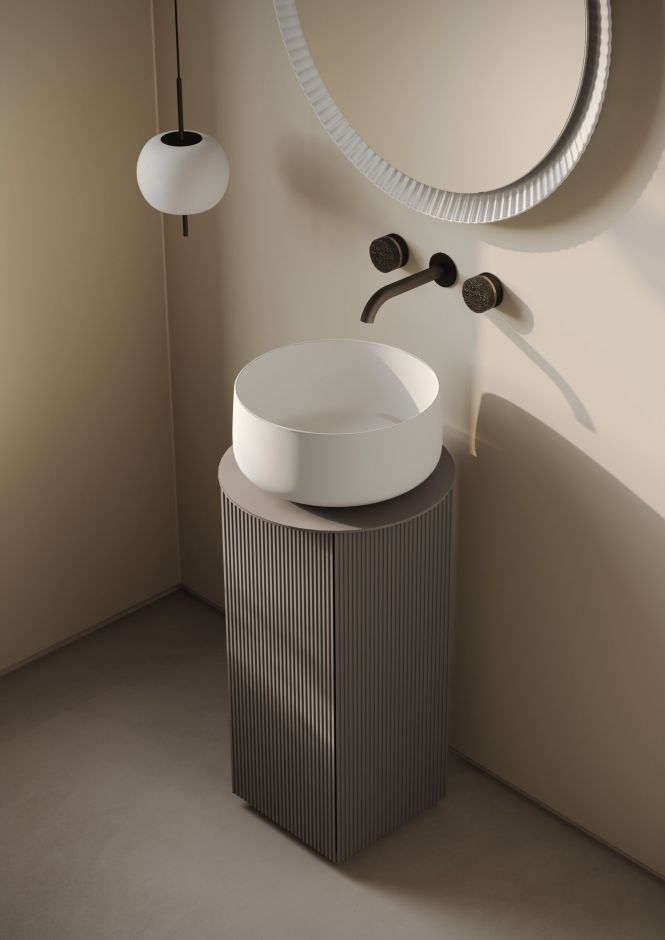 Тумба для раковины Artceram Mono 39х39х72 см столешница с резьбой хромированный слив в комплекте ACM041 ФОТО