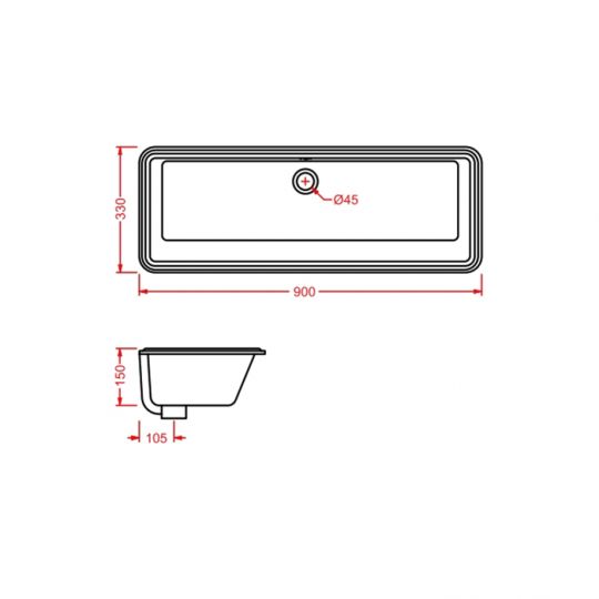 Встраиваемая раковина Artceram Gea GEL002 90х33 цвет белый схема 2 Встраиваемая раковина Artceram Gea GEL002 90х33 цвет белый схема 2