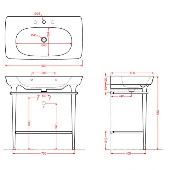 Консоль для раковины Artceram Civitas CIA009 70x50 цвет золото/розовое золото/хром схема 2 Консоль для раковины Artceram Civitas CIA009 70x50 цвет золото/розовое золото/хром схема 2