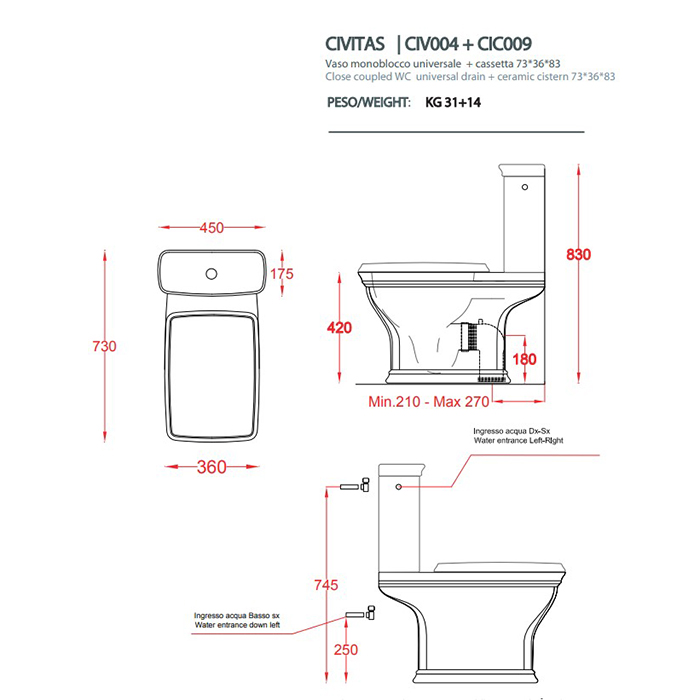 Унитаз с бачком Artceram Civitas CIV004 ФОТО