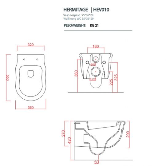 Подвесной унитаз Artceram Hermitage HEV010 схема 2