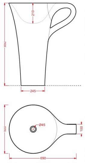 Напольная раковина Artceram Cup OSL004 70х50 схема 2