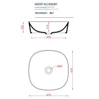 Накладная раковина Artceram Ghost GHL001 42х42 схема 2 Накладная раковина Artceram Ghost GHL001 42х42 схема 2