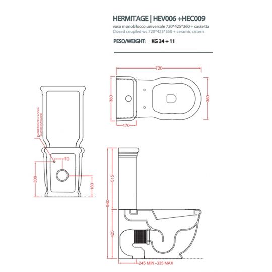 Унитаз Artceram Hermitage HEV006 схема 2 Унитаз Artceram Hermitage HEV006 схема 2