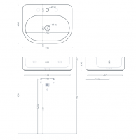 Закругленная раковина Artceram Wonder WNL003 55x43 см подвесная или накладная схема 2