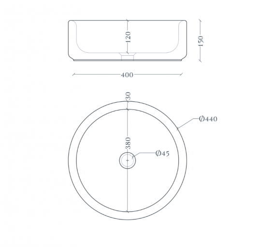 Круглая накладная раковина Artceram Wonder WNL002 44x44 см схема 2