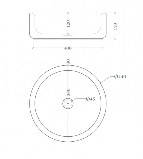 Круглая раковина Artceram Whisky WHL001 45x45 см схема 2