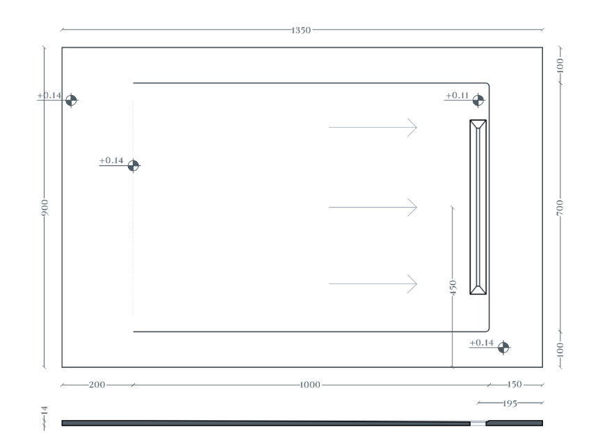 Керамический душевой поддон Artceram Aquanit PDR038 135x90 см ФОТО
