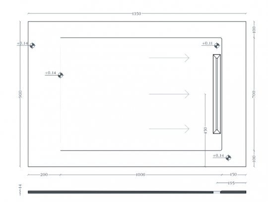 Керамический душевой поддон Artceram Aquanit PDR038 135x90 см схема 2
