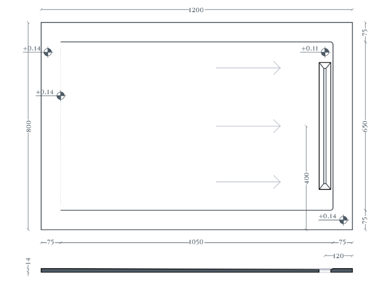 Керамический душевой поддон Artceram Aquanit PDR037 120x80 см ФОТО