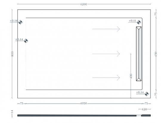 Керамический душевой поддон Artceram Aquanit PDR037 120x80 см схема 2